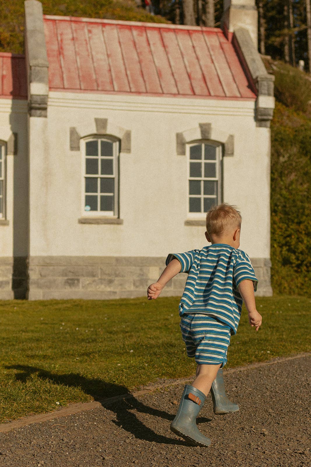 Sterling Set in Thin Blue Green Stripe