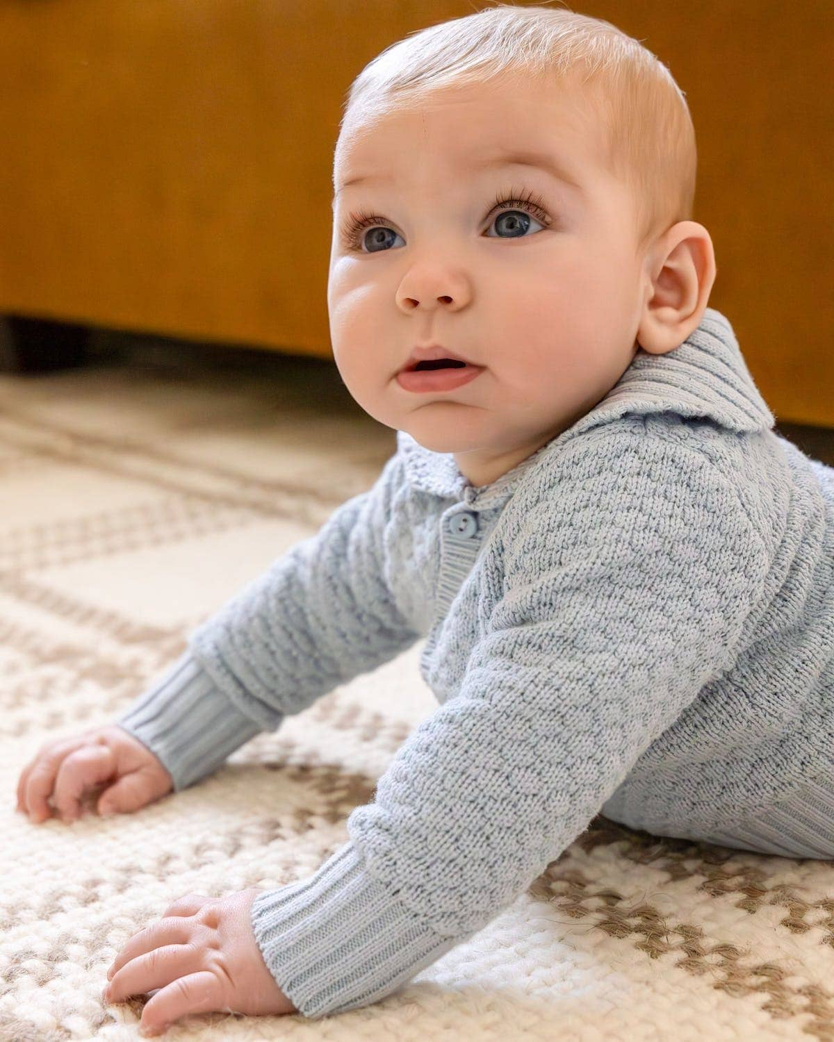 Boys Knit 2 Pc Cardigan set: Baby Blue