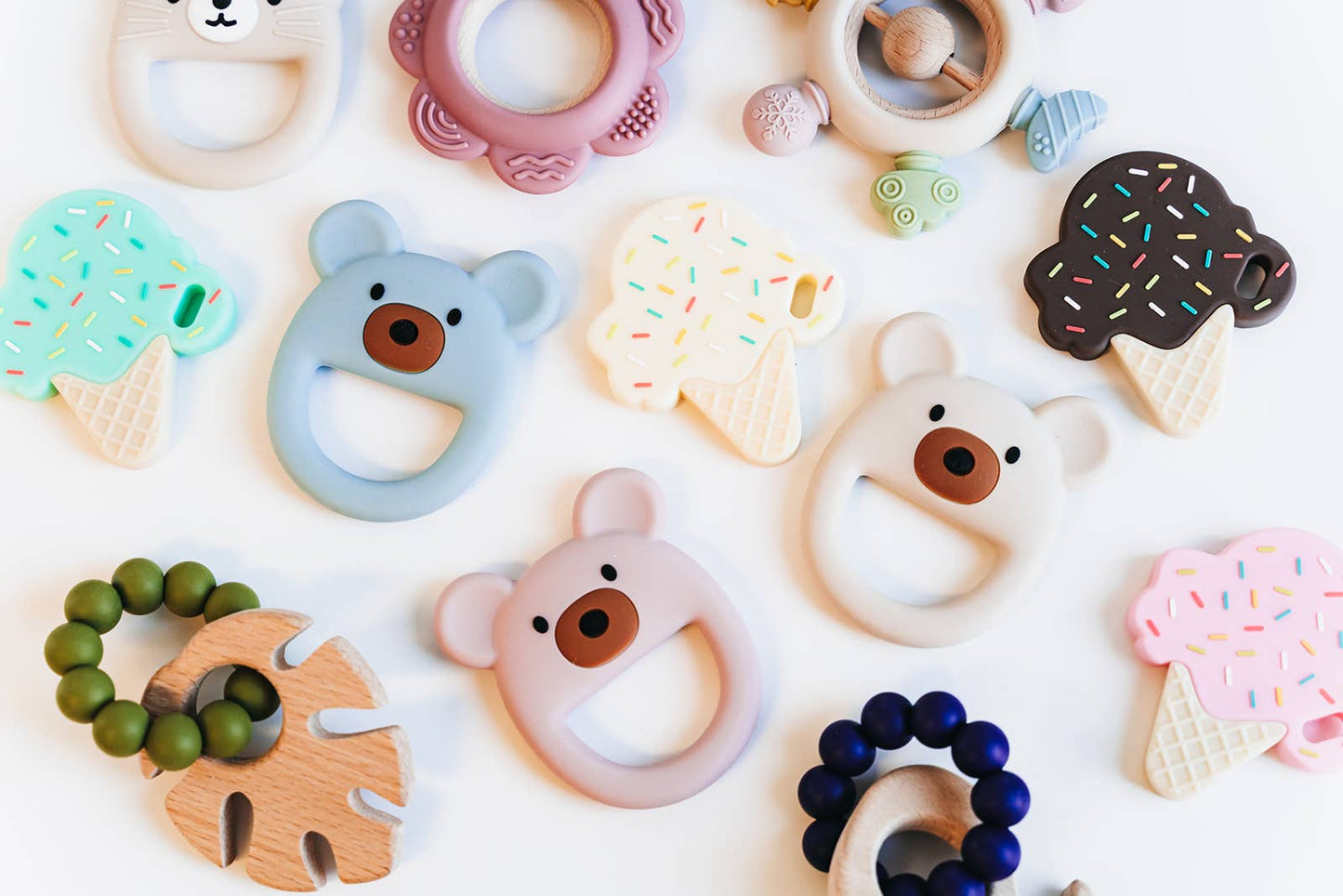 Dusty Blue Bear Baby Teether