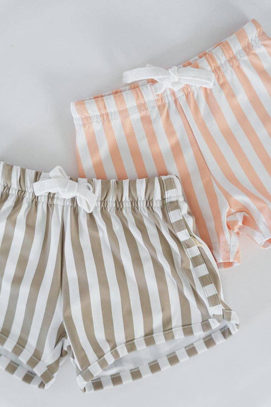 SPF Swim Trunks: Olive Striped