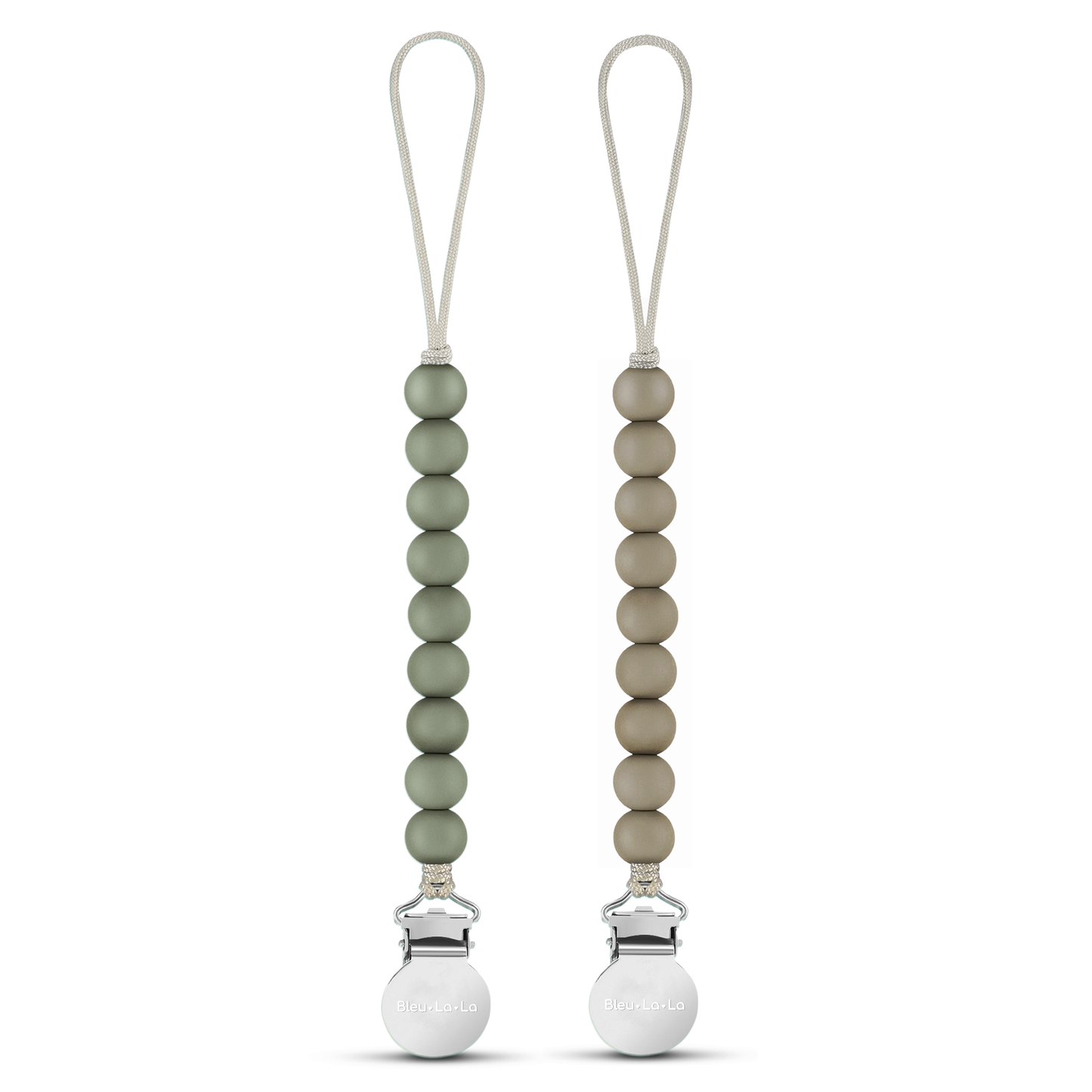 Lulababe Pacifier Clip: Sage + Khaki