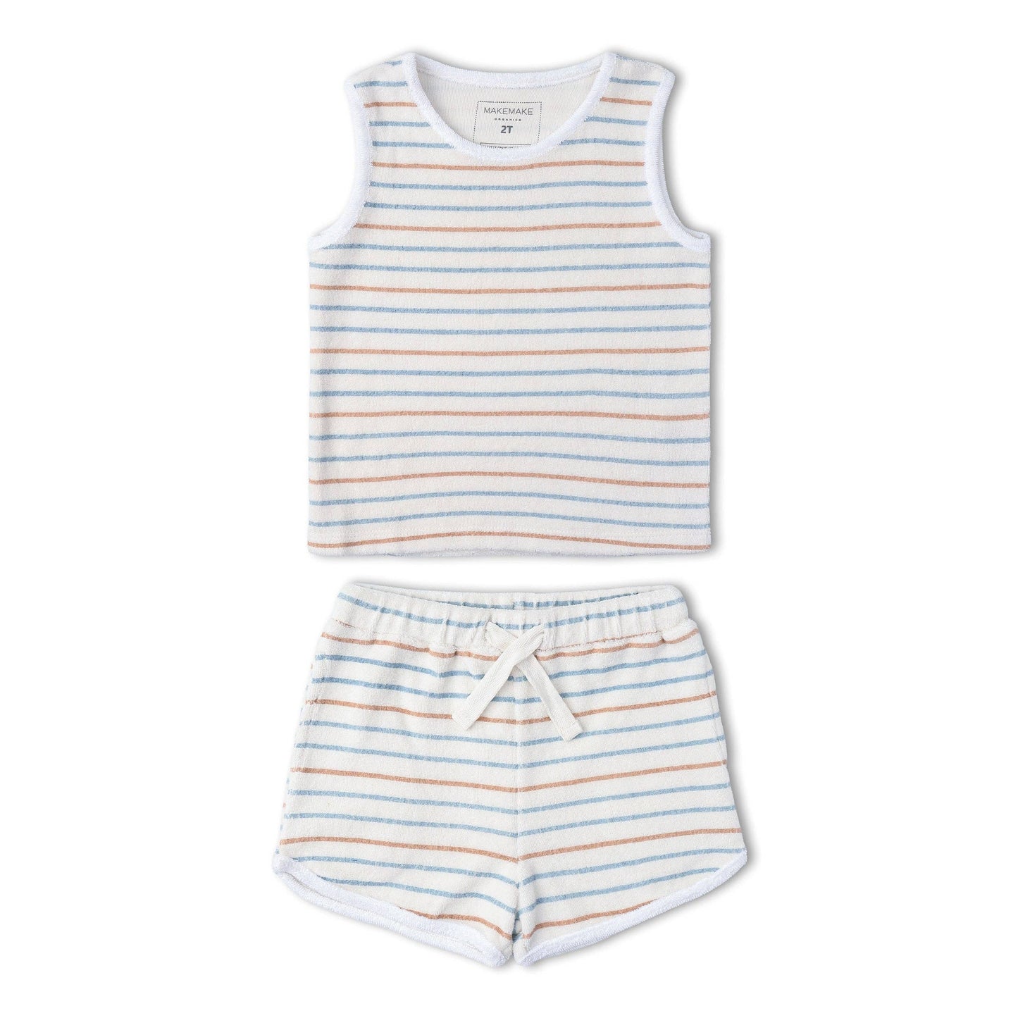 Organic Sleeveless Tee & Shorts Set - Cabana Stripes