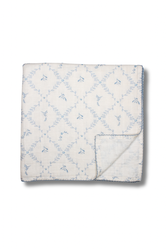 Blue Lattice Muslin Blanket
