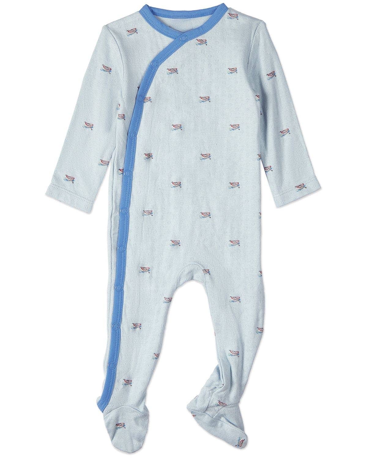 Row Your Boat Gently Pointelle Footie: Blue