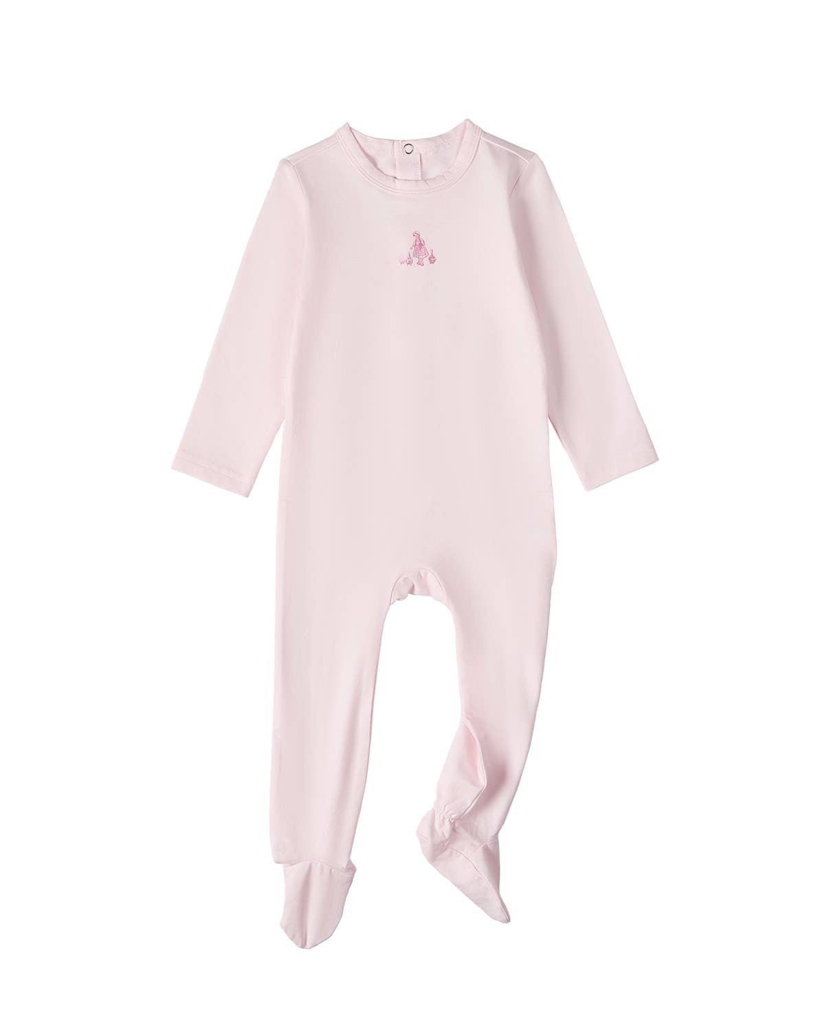Girl And Her Waddling Ducks Footie: Baby Pink