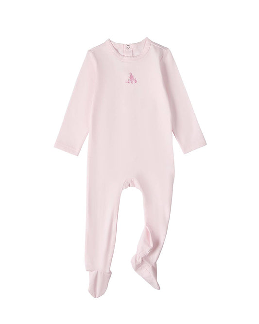 Girl And Her Waddling Ducks Footie: Baby Pink