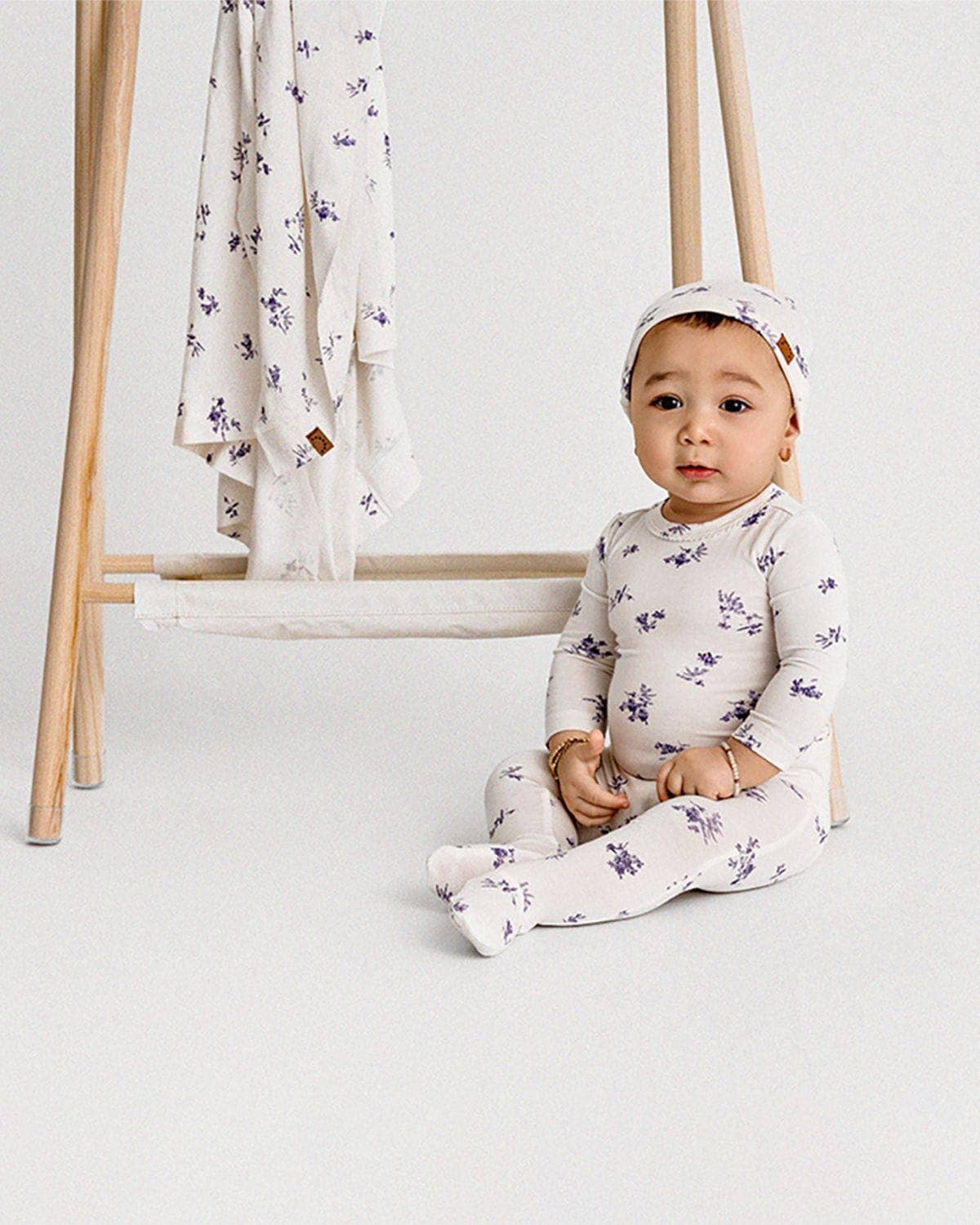 Floral Toile 3 Pc Footie Set: Winter White