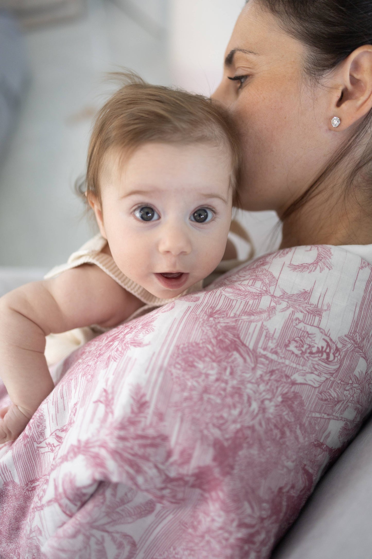 Pink Jungle Toile Muslin Blanket
