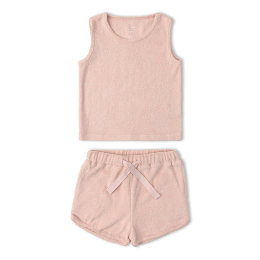 Organic Sleeveless Tee & Shorts Set - Blush
