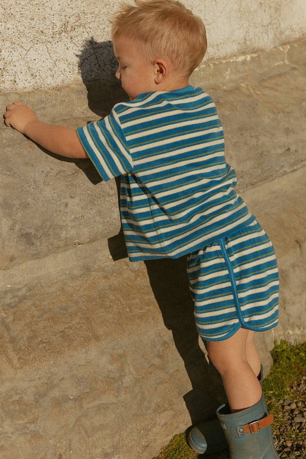 Sterling Set in Thin Blue Green Stripe