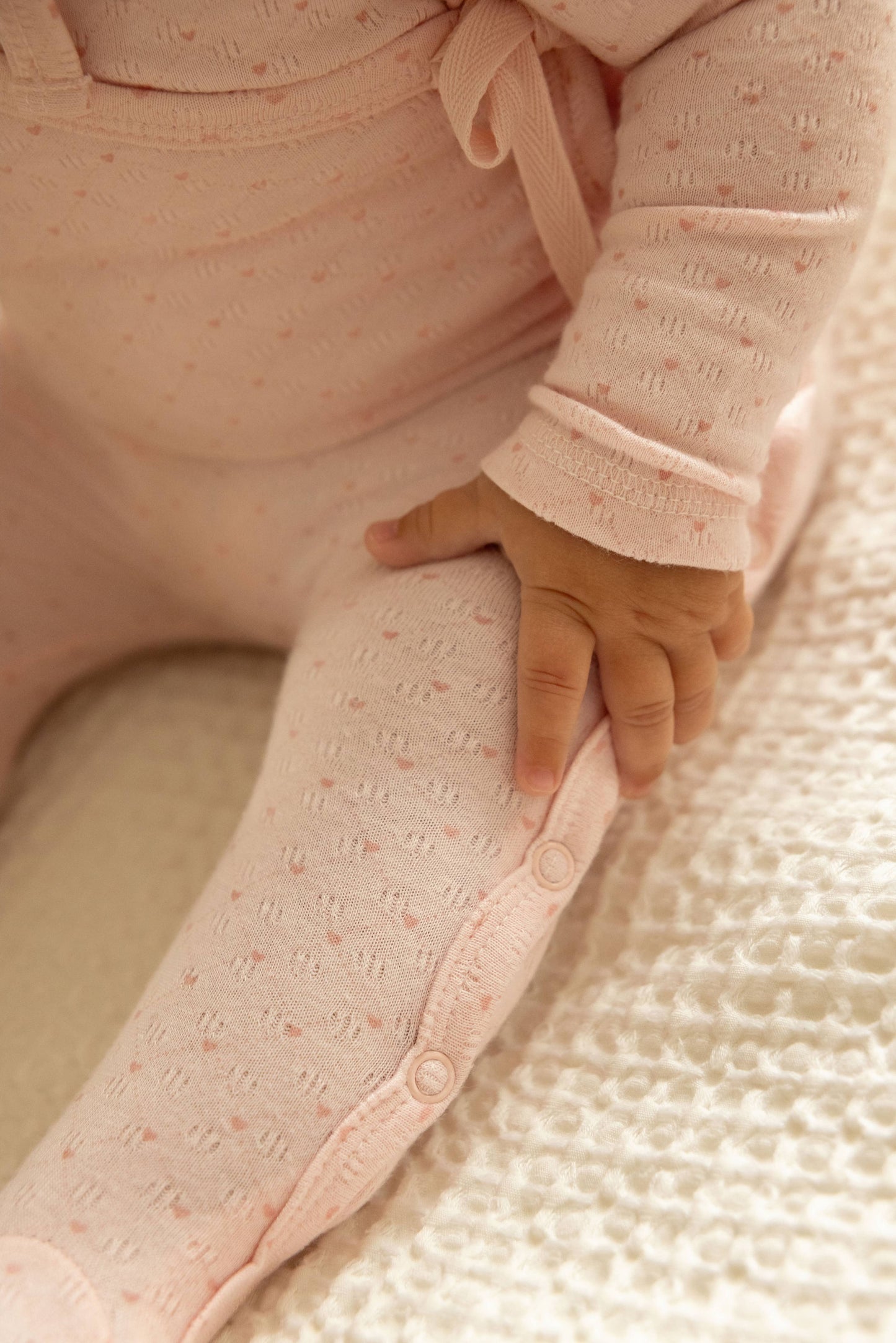 Little Hearts Pointelle Footie: Pink