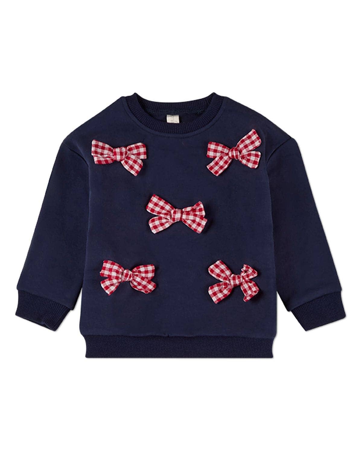 The Gingham Bow Sweatshirt 2 Pc Set: Navy-Red