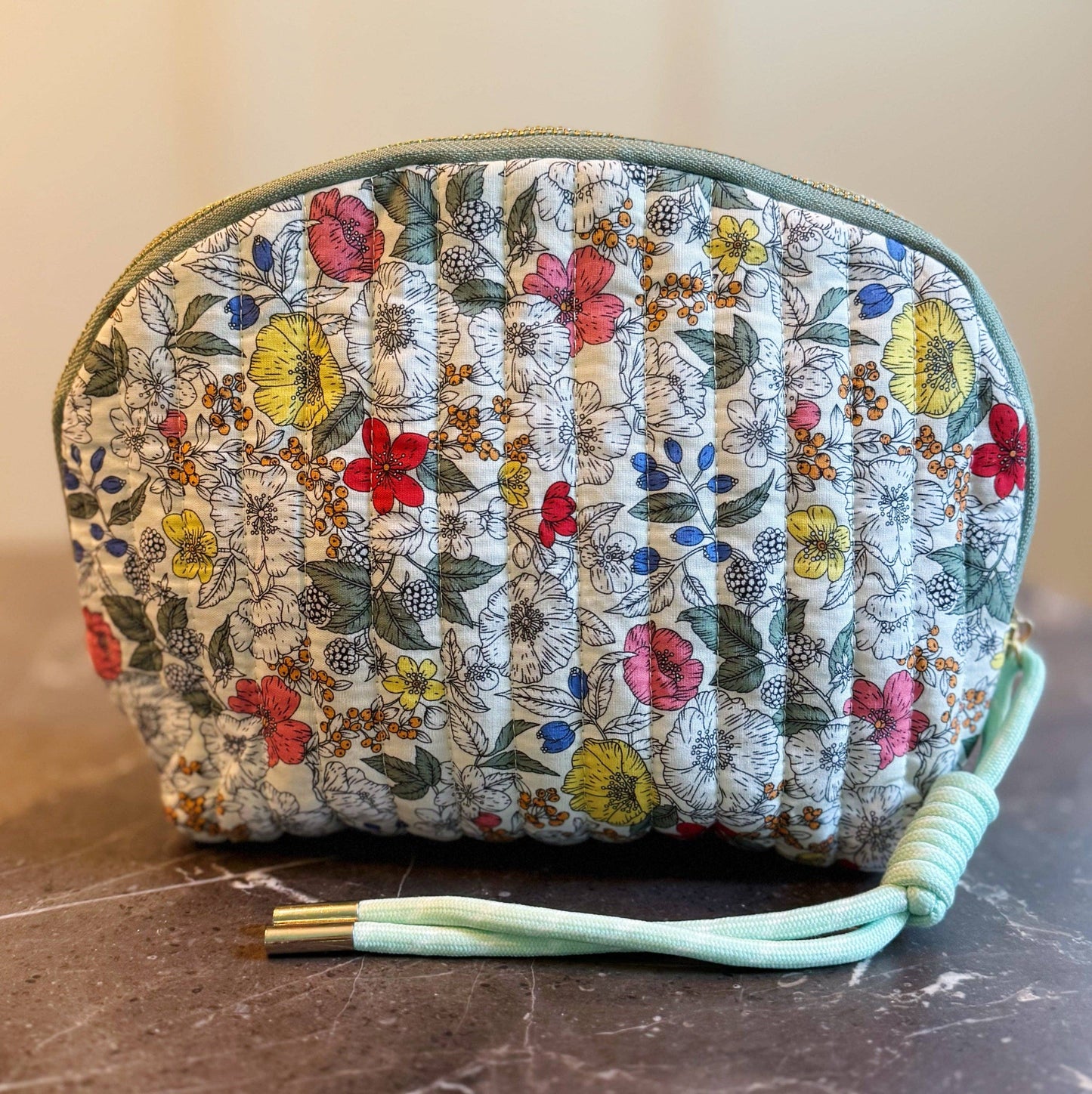 Quilted Floral Cosmetic Case, Red Mix