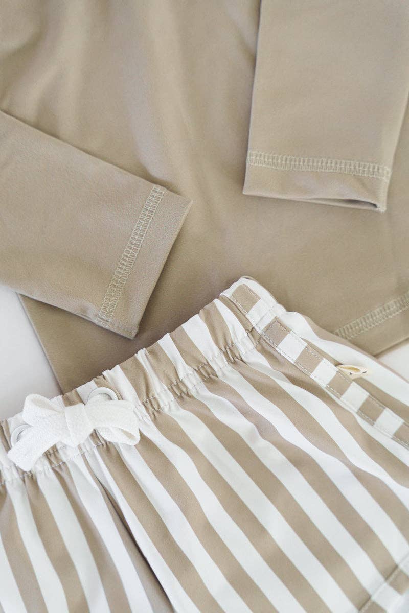 SPF Swim Trunks: Olive Striped