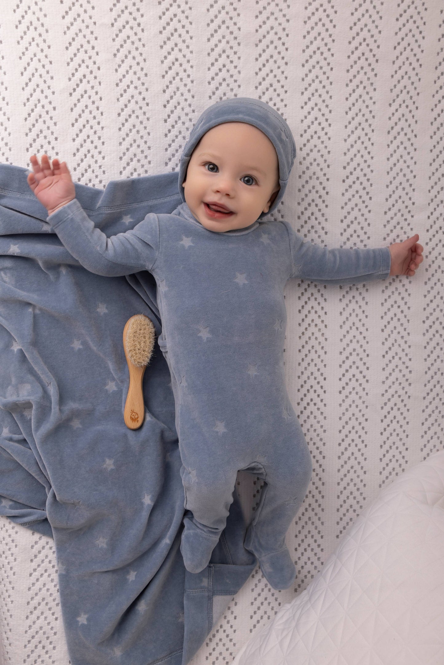 Velvet Star 3 Pc Footie Set: Blue