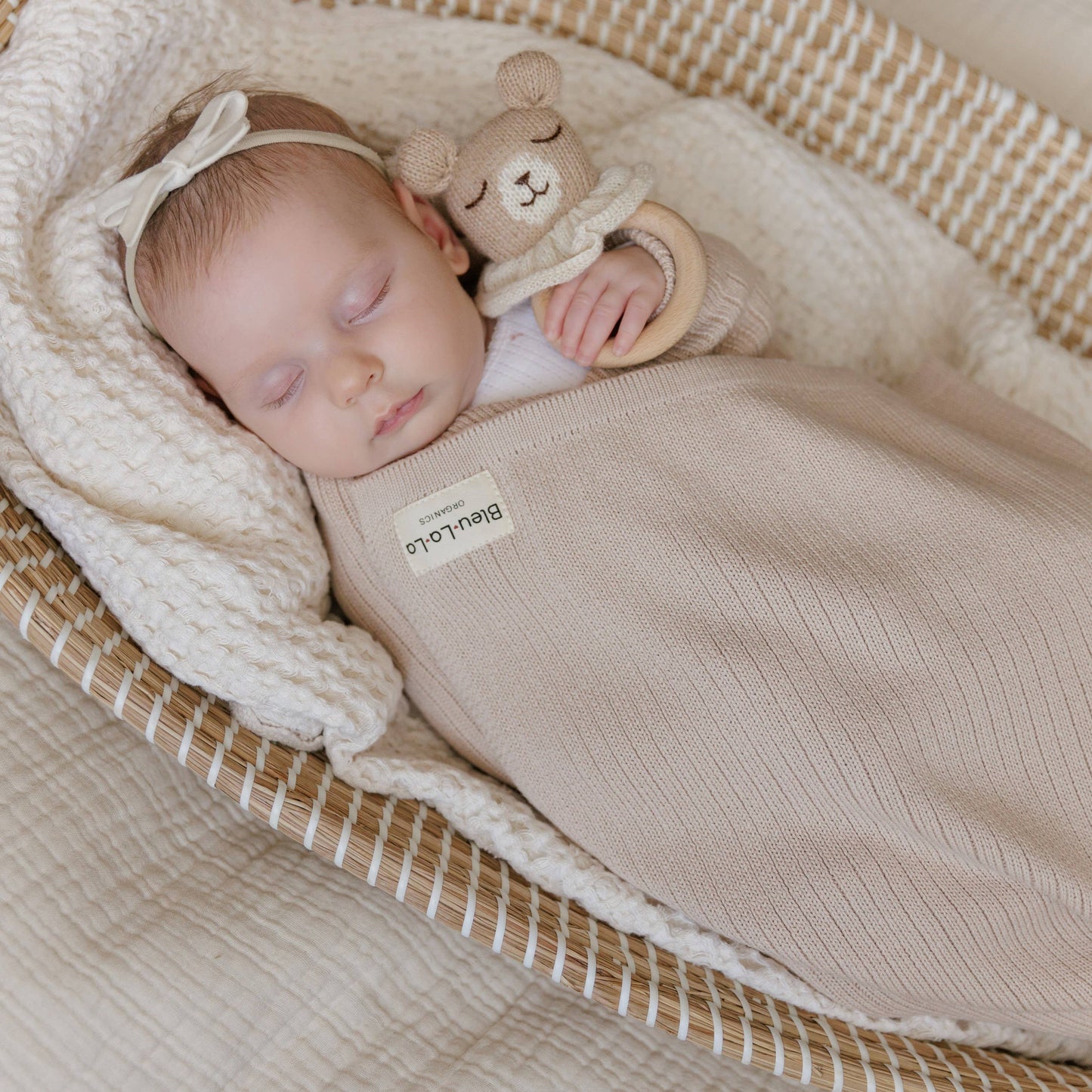 Organic Cotton Ribbed Baby Swaddle Blanket: Oatmeal