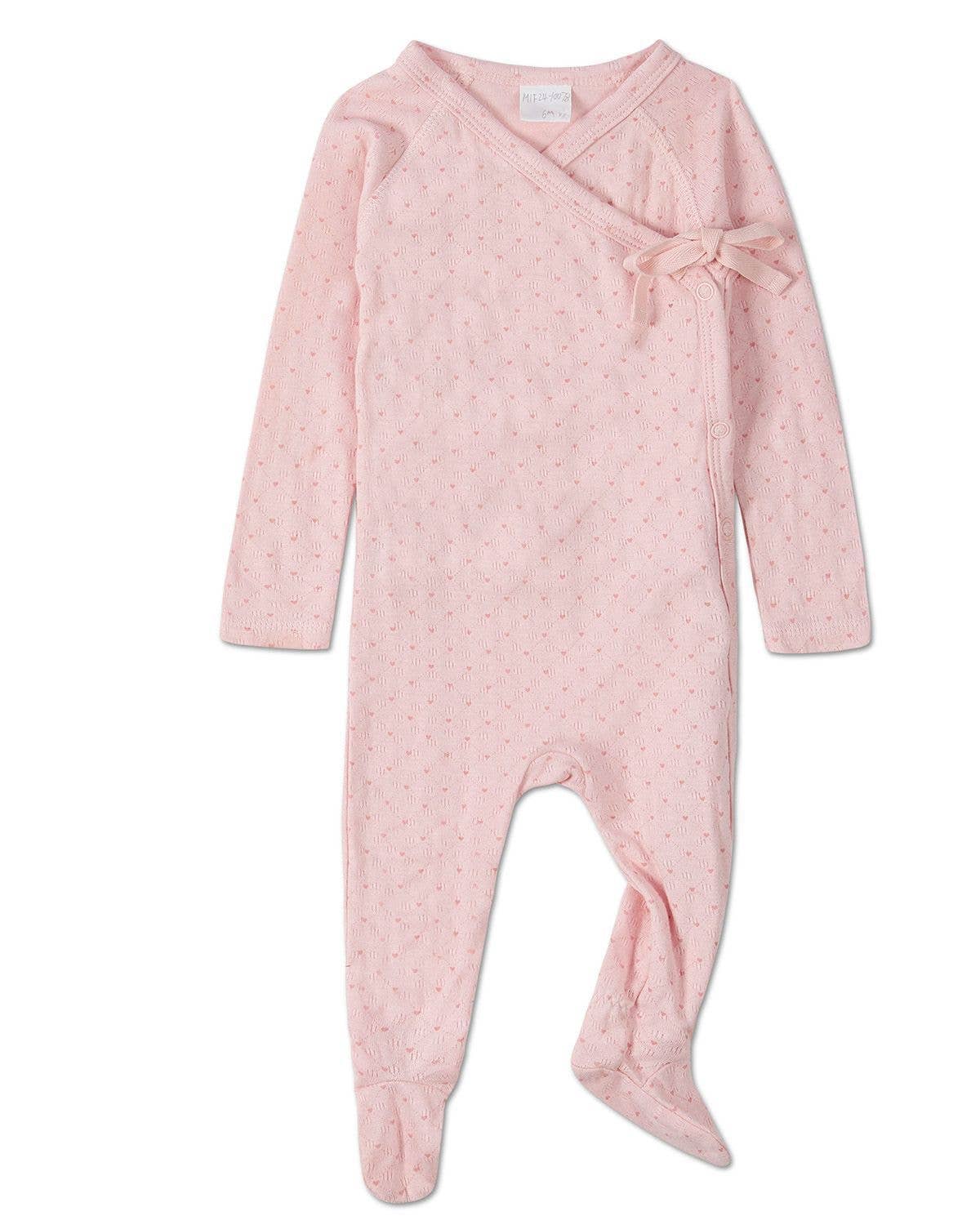 Little Hearts Pointelle Footie: Pink