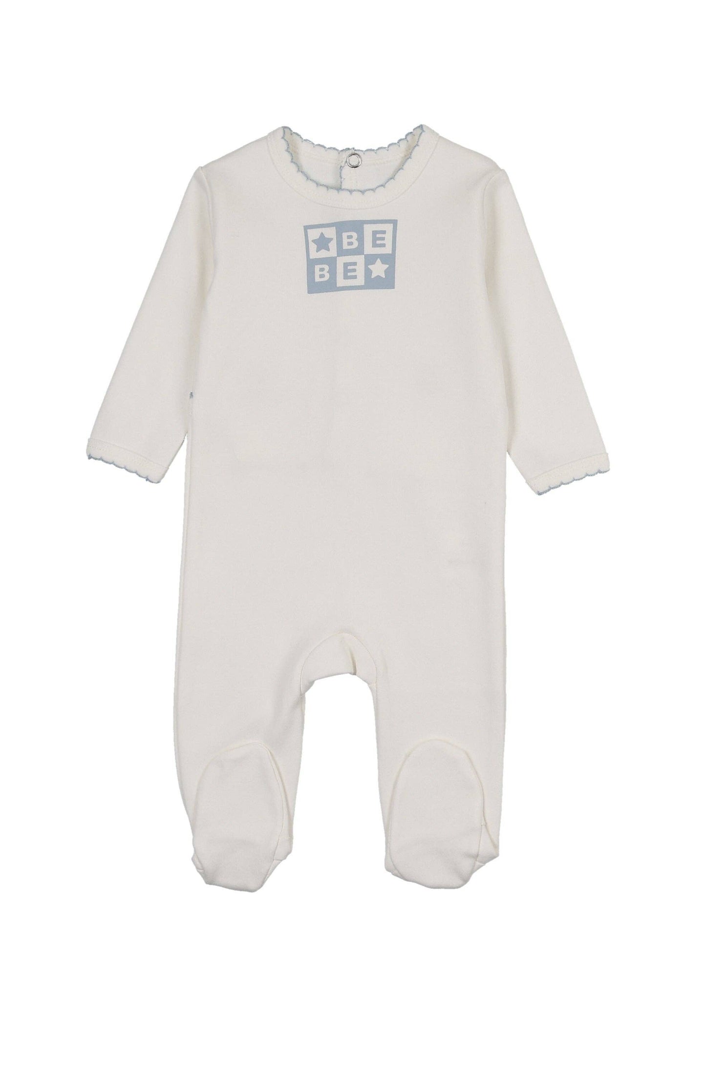 Bliss Bebe Footie: Ivory & Blue