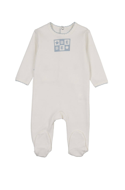 Bliss Bebe Footie: Ivory & Blue