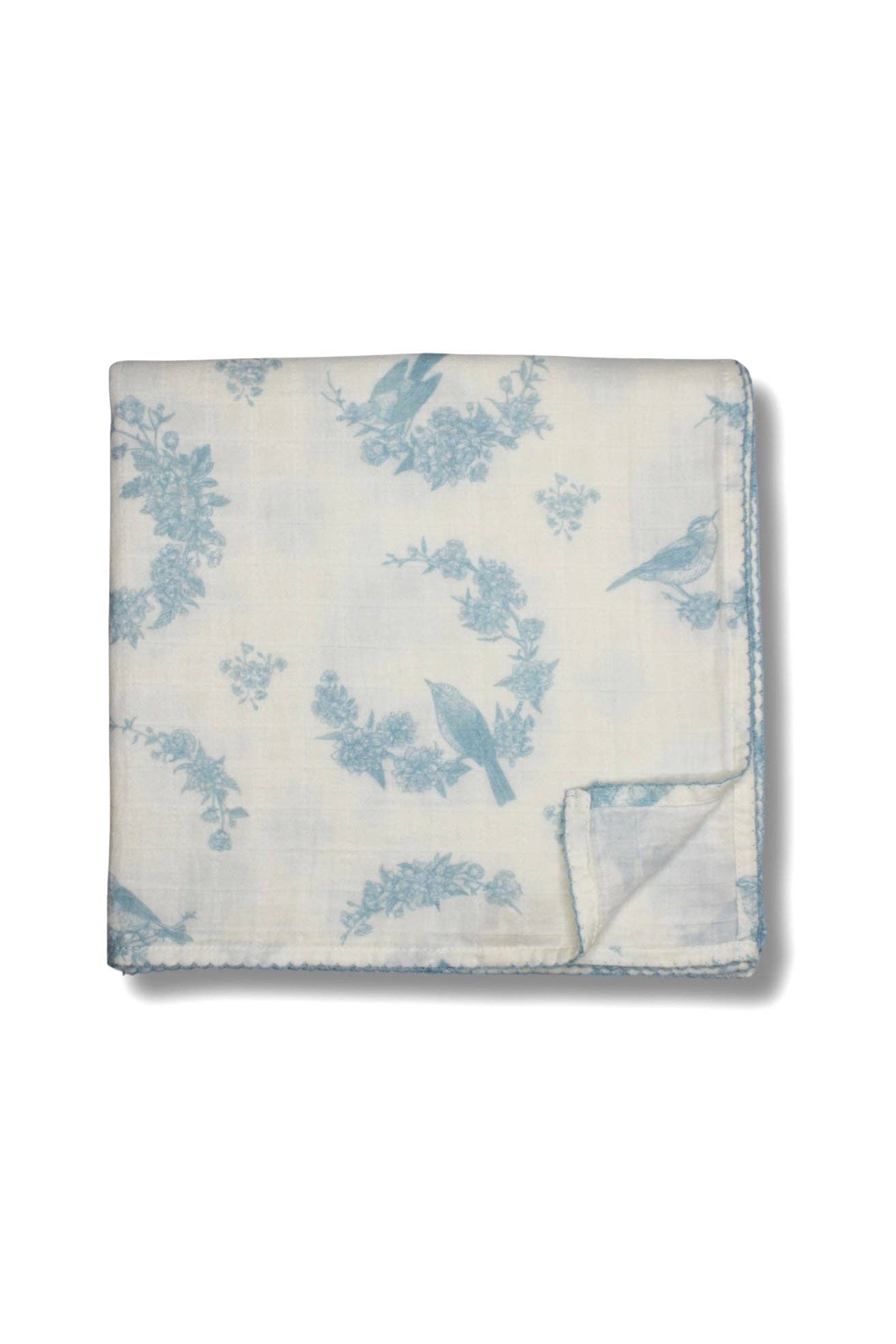 Little Blue Bird Muslin Blanket