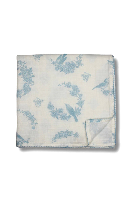 Little Blue Bird Muslin Blanket