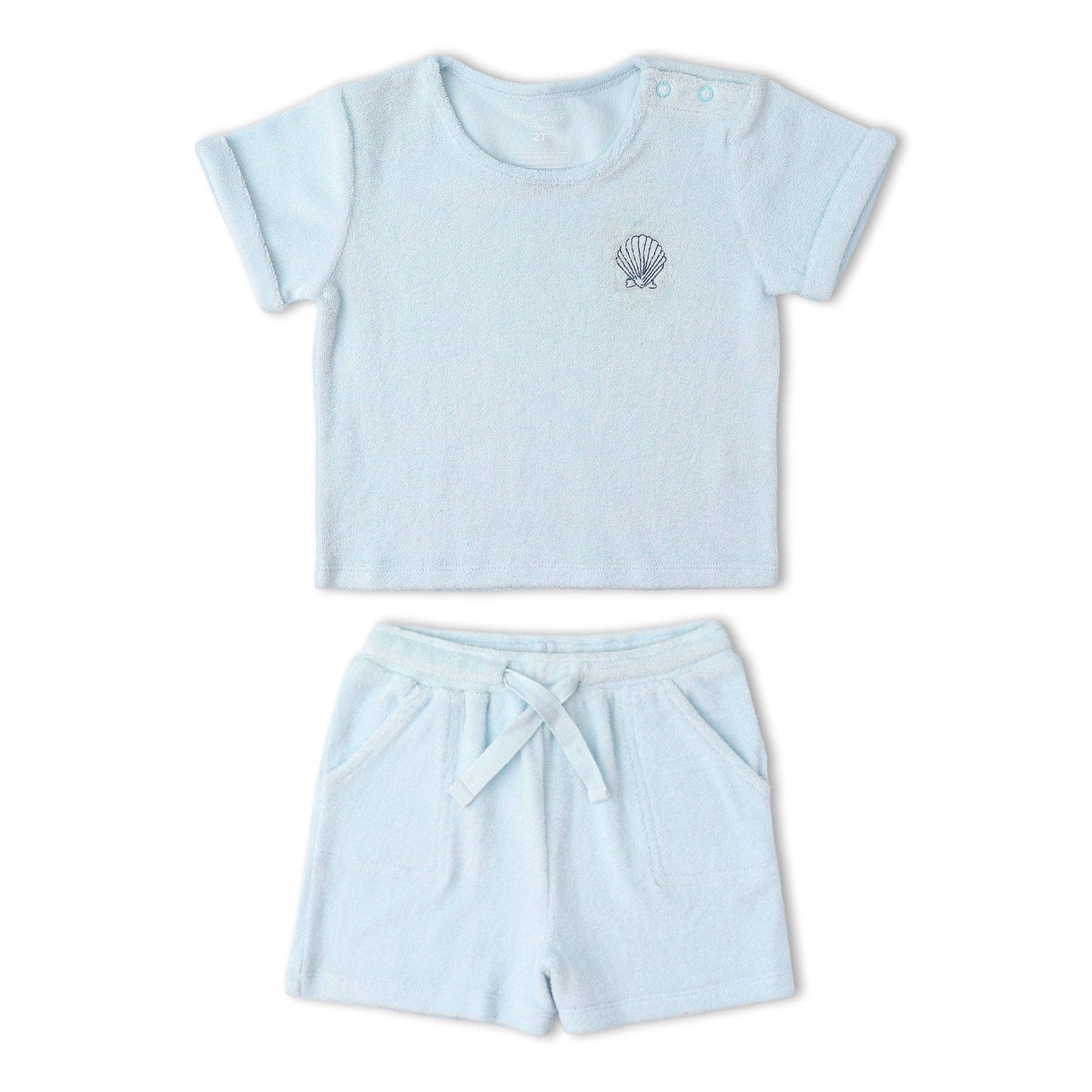 Organic Terry Tee & Shorts Set - Light Blue