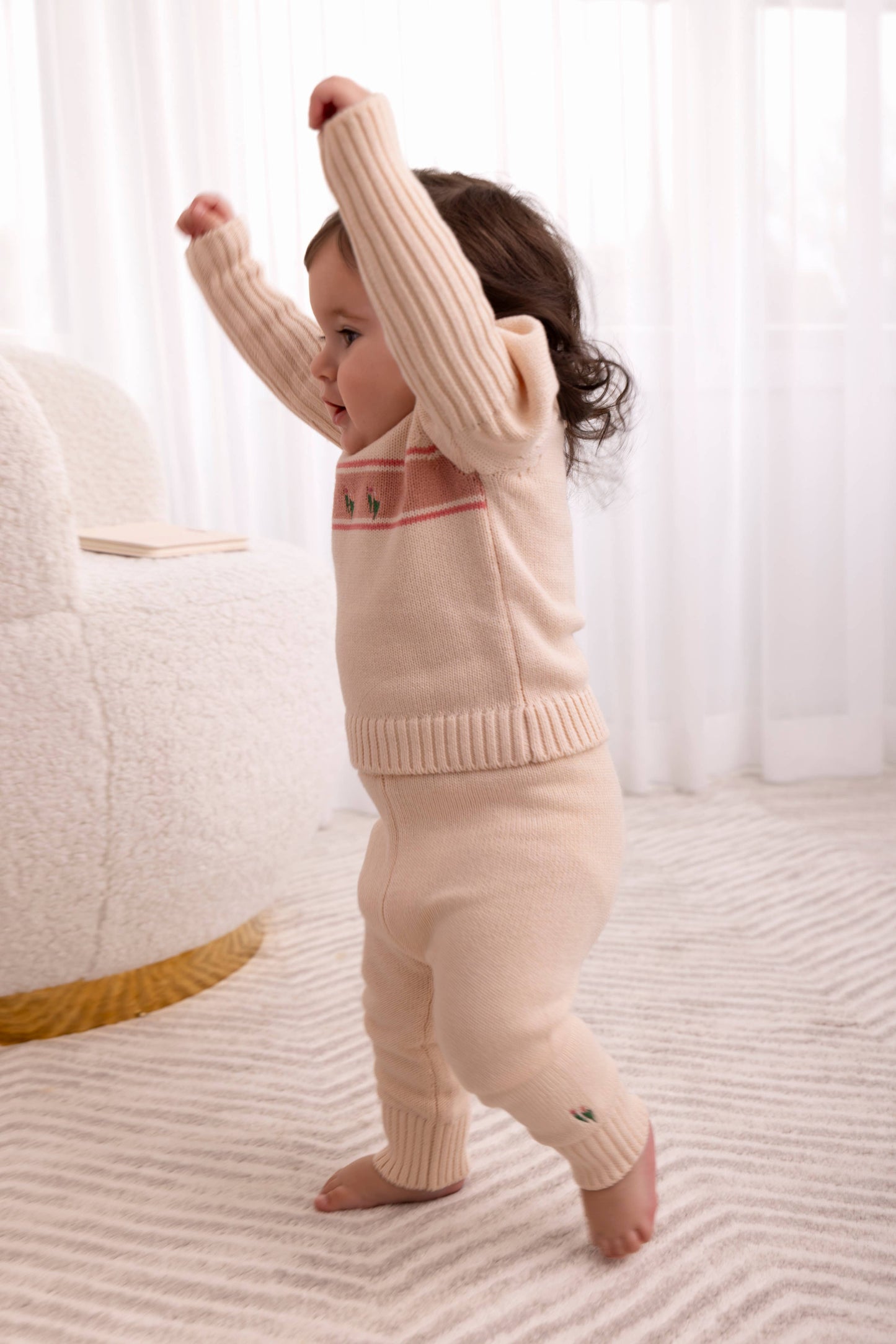 Tiptoe Through The Tulips 2 Pc Knit Legging Set: Pink Multi