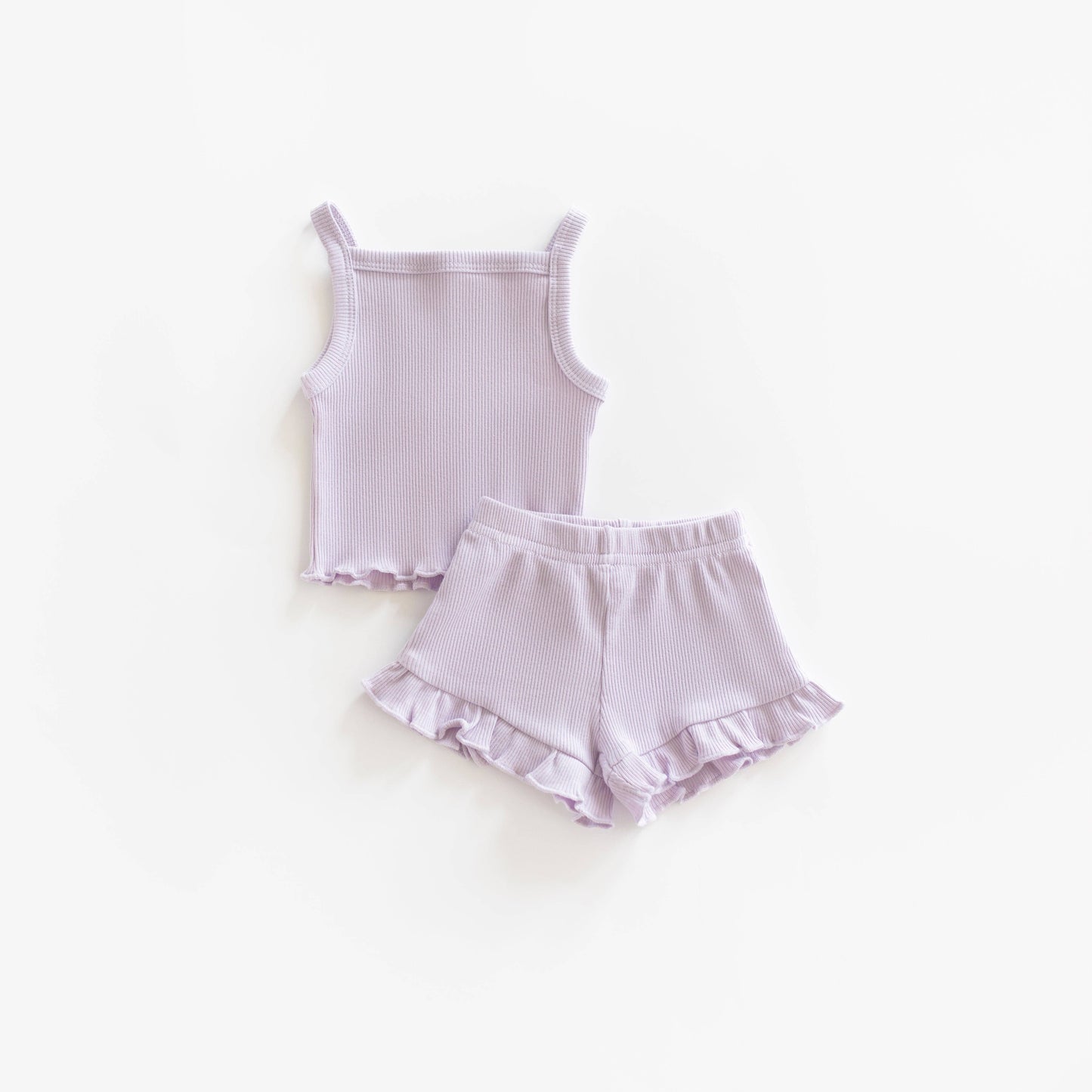 Ribbed Tank Top & Short Set: Lavender