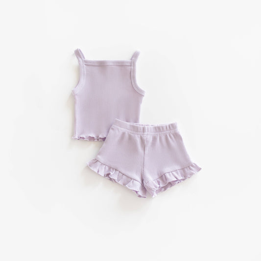 Ribbed Tank Top & Short Set: Lavender