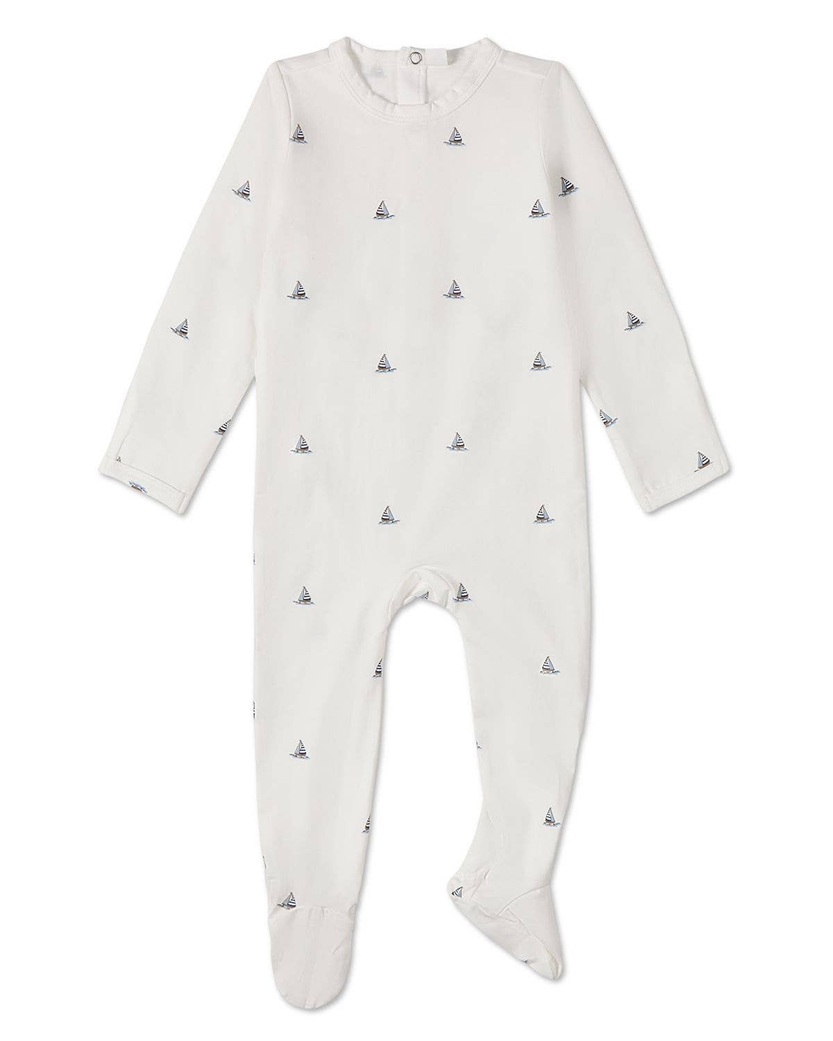 Little Sailboats Footie: Winter White