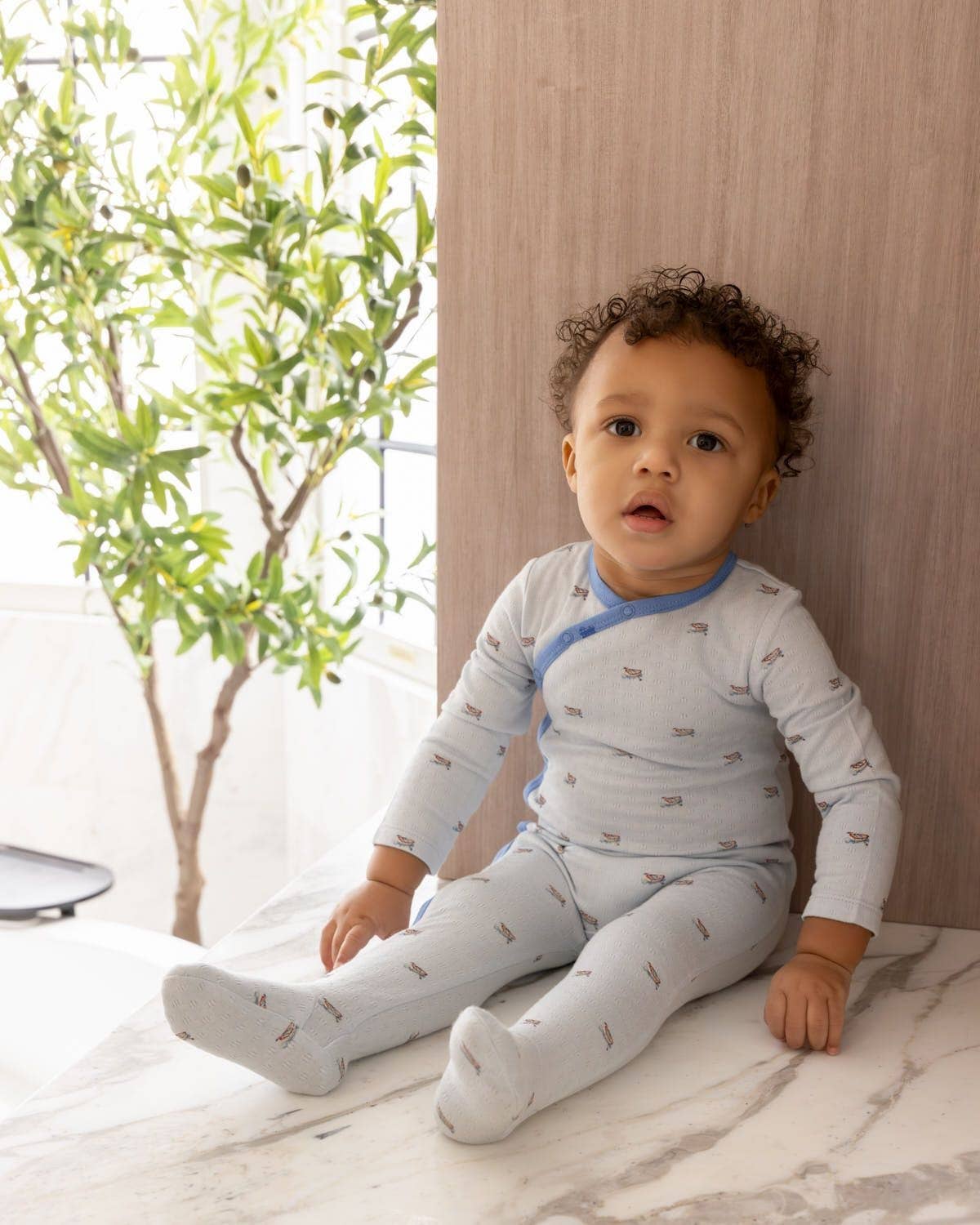 Row Your Boat Gently Pointelle Footie: Blue