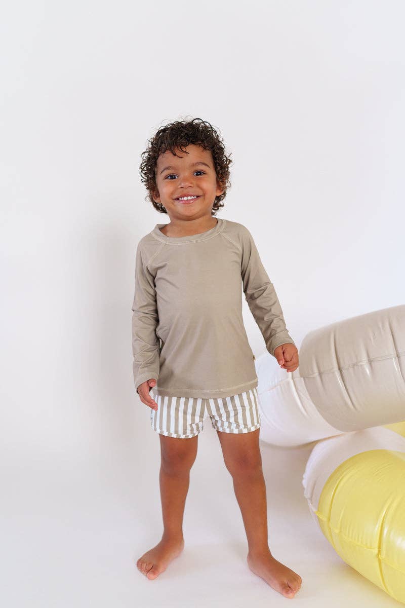 SPF Swim Trunks: Olive Striped