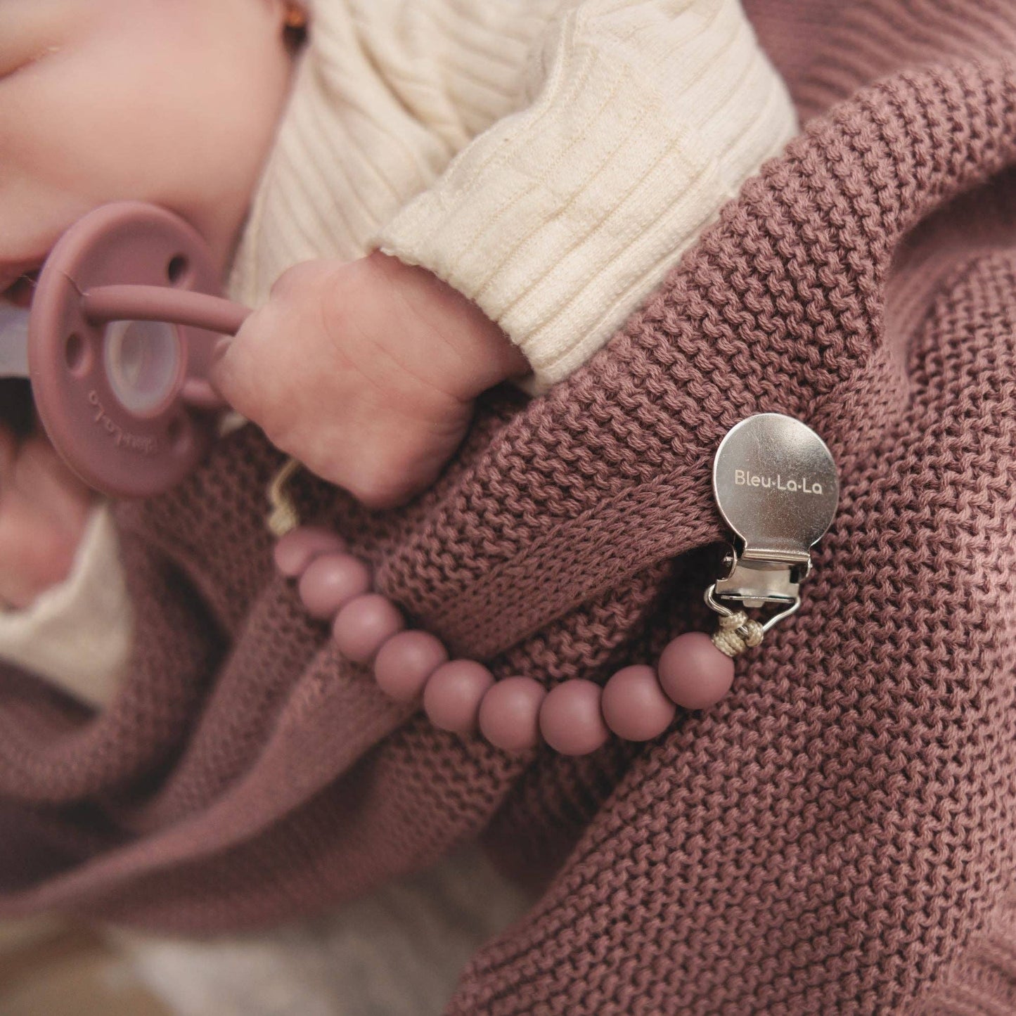 Lulababe Pacifier Clip: Sage + Khaki