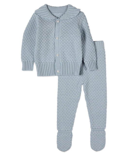 Boys Knit 2 Pc Cardigan set: Baby Blue
