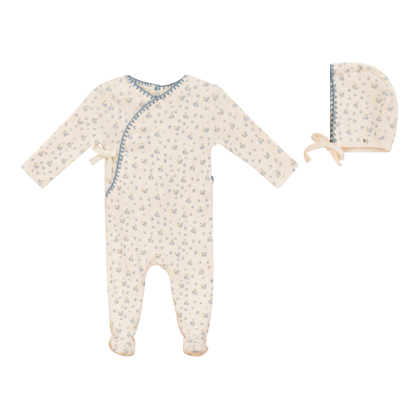 Ribbed Floral Romper with Hat: Maple