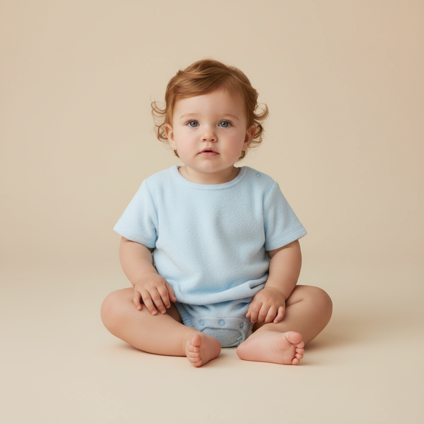 Organic Short Romper - Light Blue