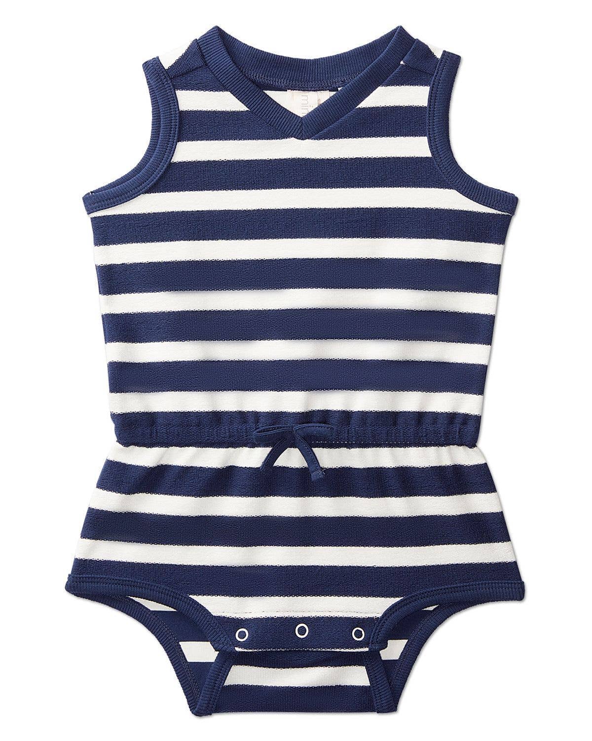 Terry Striped Romper: Blue