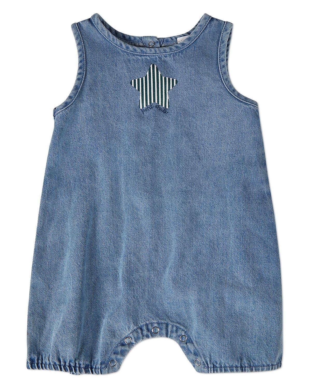 Boy's Petit Etoile Denim Short Romper: Denim