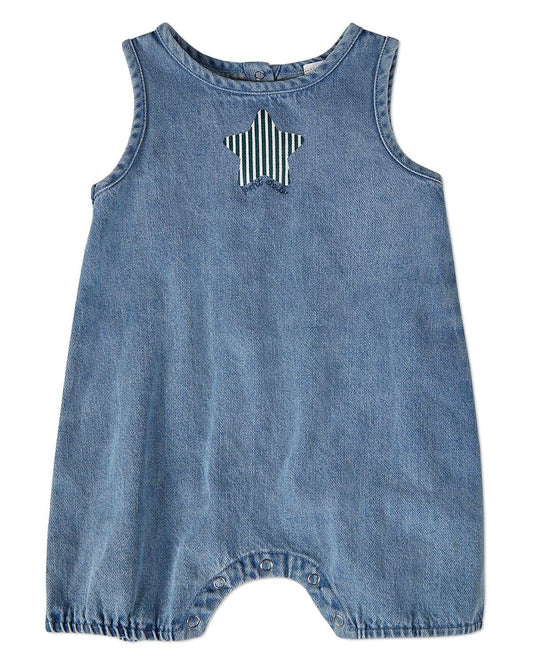 Boy's Petit Etoile Denim Short Romper: Denim