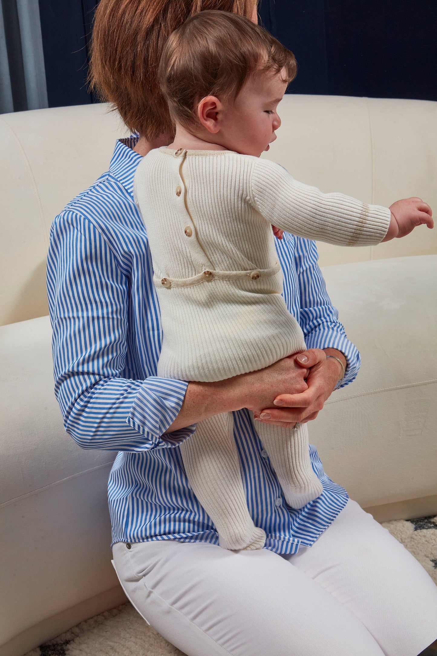 Gold Lurex Footie: Winter White