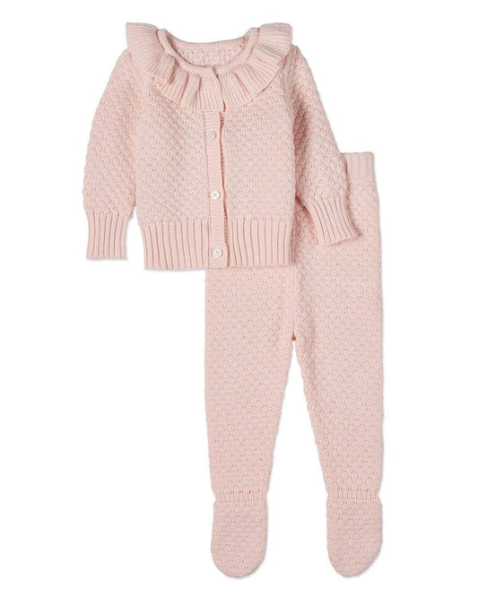 Girls Knit 2 Pc Cardigan set: Baby Pink