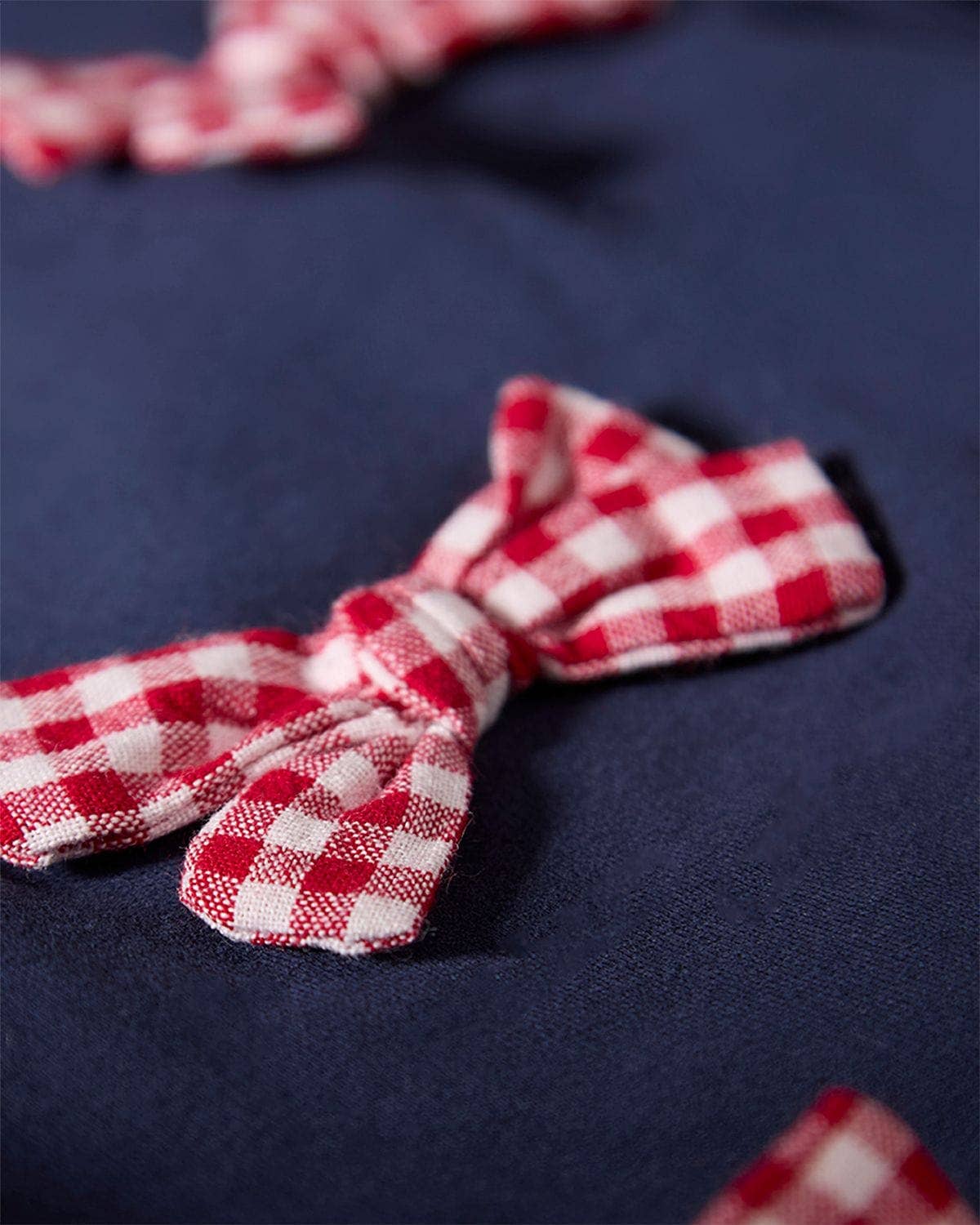 The Gingham Bow Sweatshirt 2 Pc Set: Navy-Red