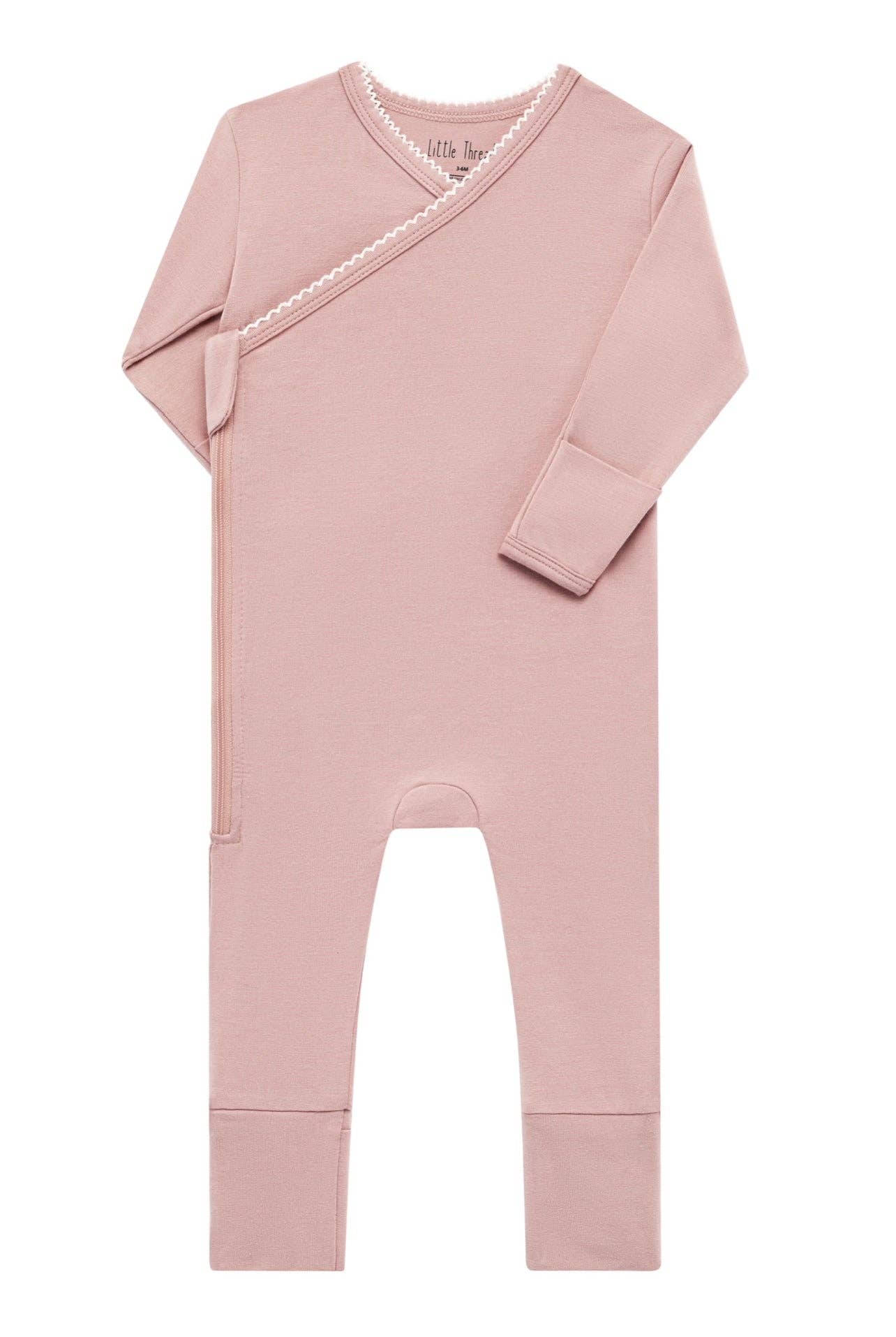 Solid Mauve Scalloped Bamboo Wrap Footie