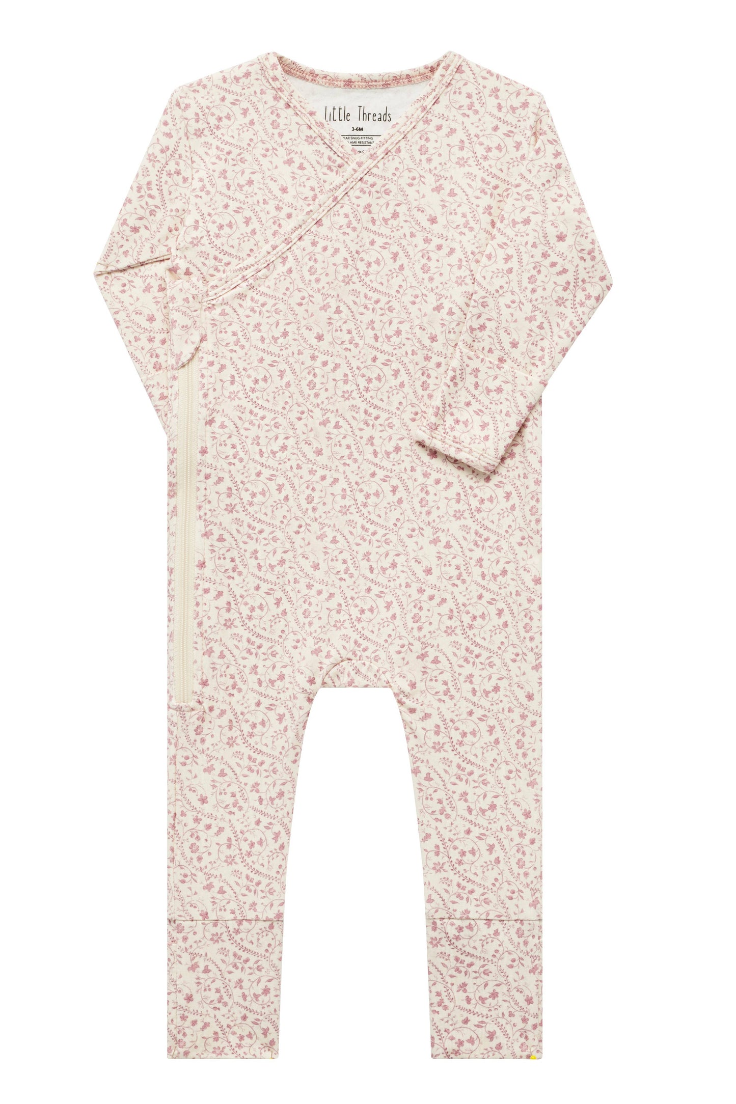 Mauve Heirloom Vine Bamboo Wrap Footie