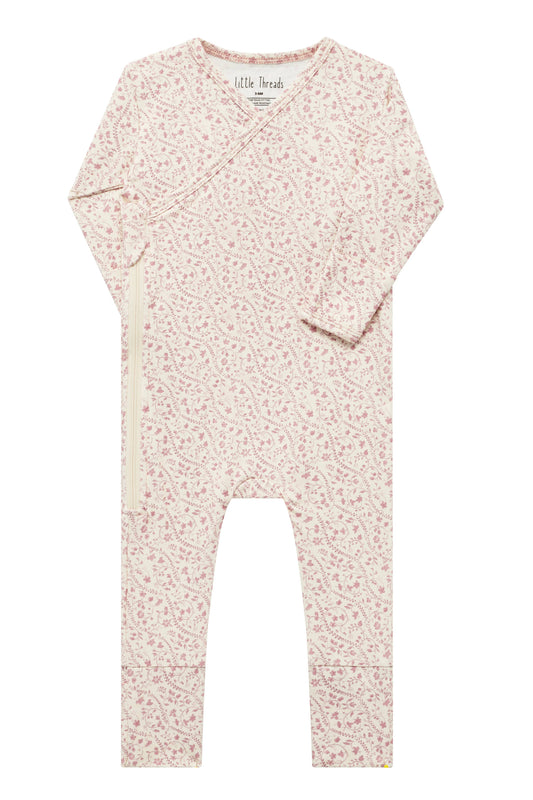 Mauve Heirloom Vine Bamboo Wrap Footie