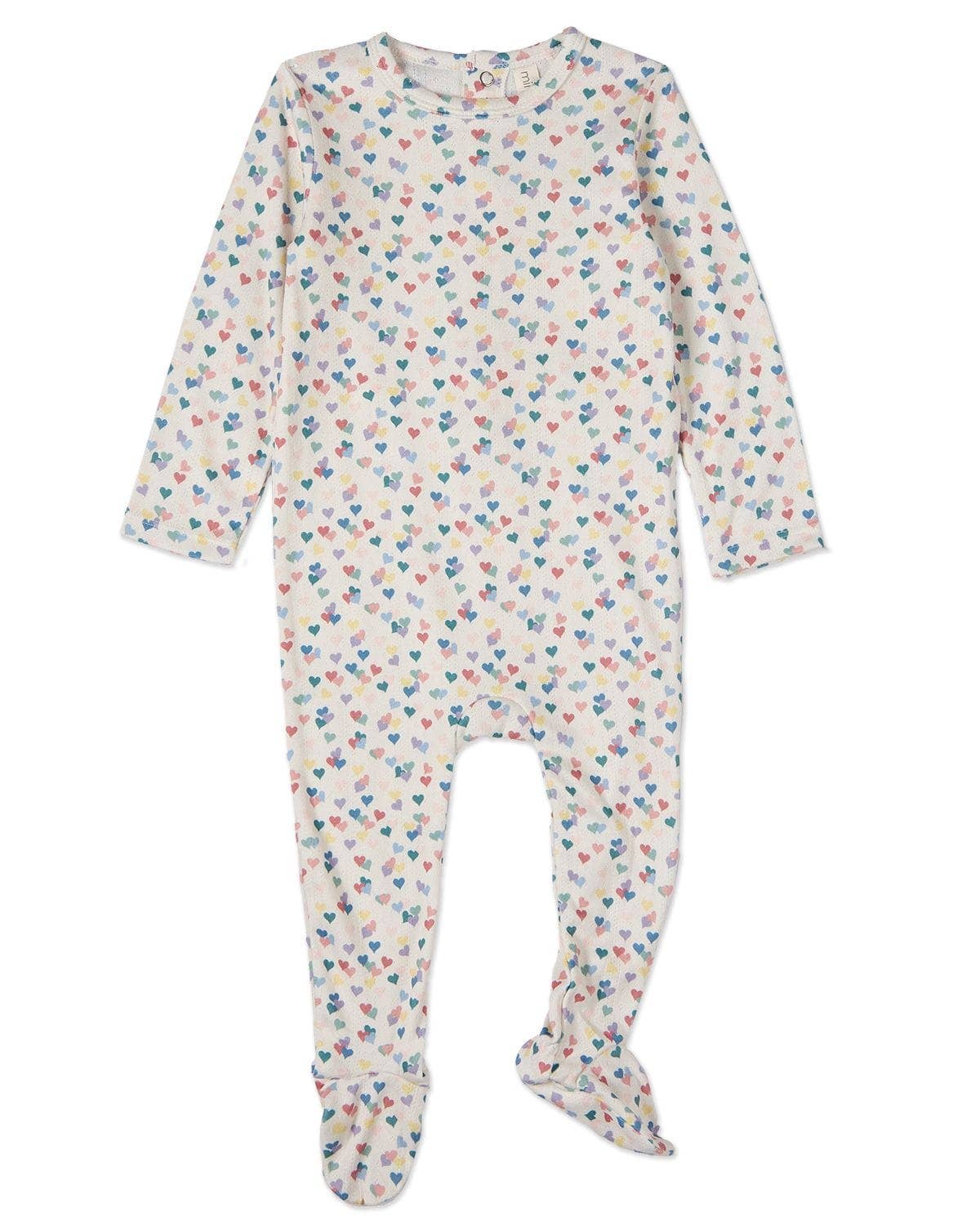 Candied Hearts Pointelle Footie: Multi Color