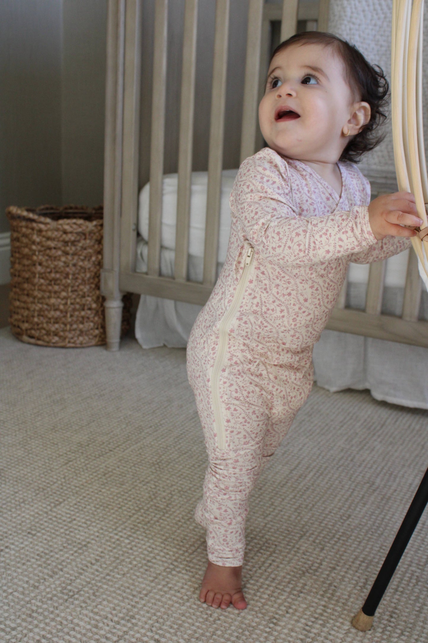 Mauve Heirloom Vine Bamboo Wrap Footie