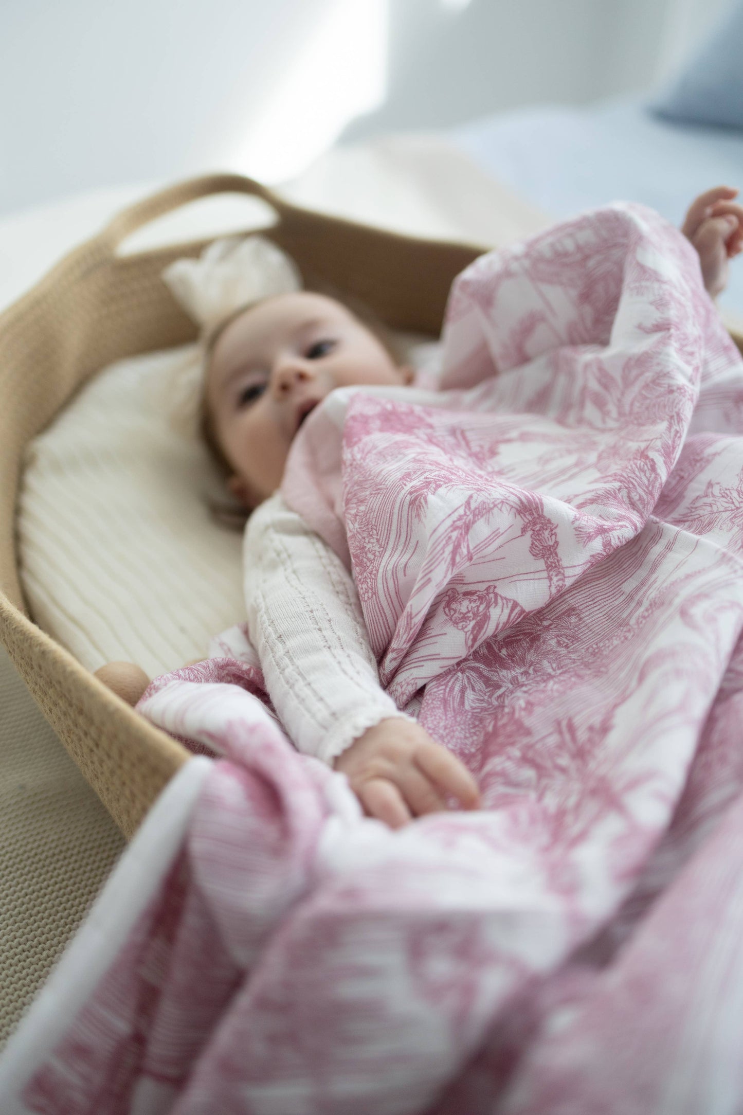 Pink Jungle Toile Muslin Blanket