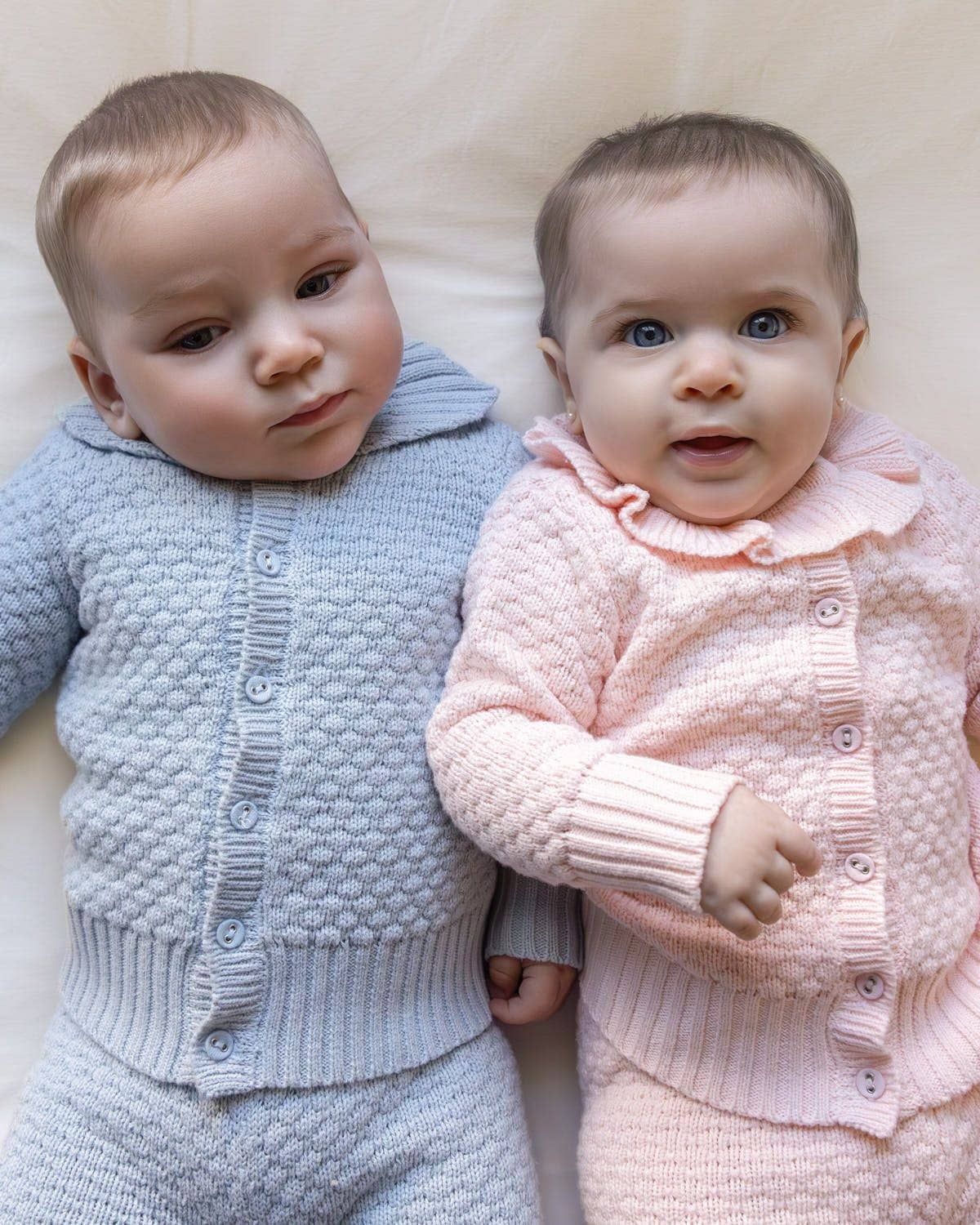 Boys Knit 2 Pc Cardigan set: Baby Blue