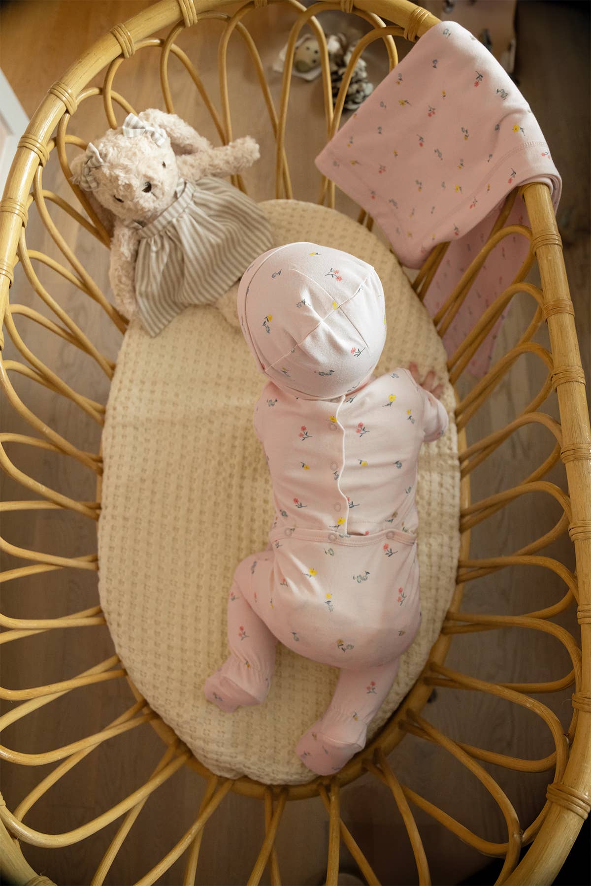 Blossoming Florals 3 Pc Footie Set: Blush